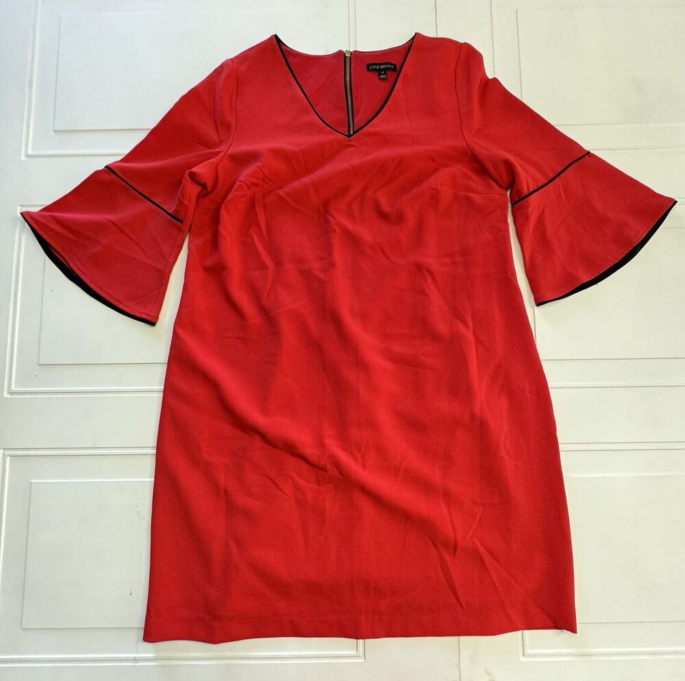 Lane Bryant Womens Size 14 Red Dress Belle Sleeve A Line V Neck